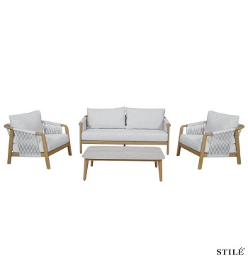 Set Divano da Giardino in Alluminio Effetto Legno - Bilbao