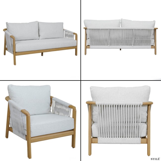 Set Divano da Giardino in Alluminio Effetto Legno - Bilbao