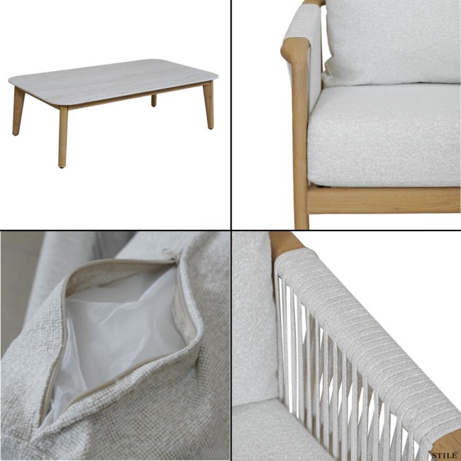 Set Divano da Giardino in Alluminio Effetto Legno - Bilbao