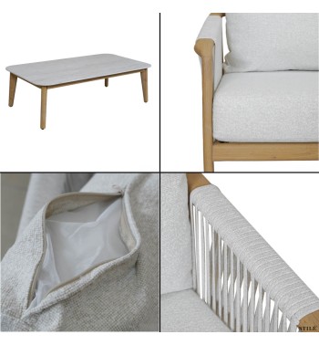 Set Divano da Giardino in Alluminio Effetto Legno - Bilbao