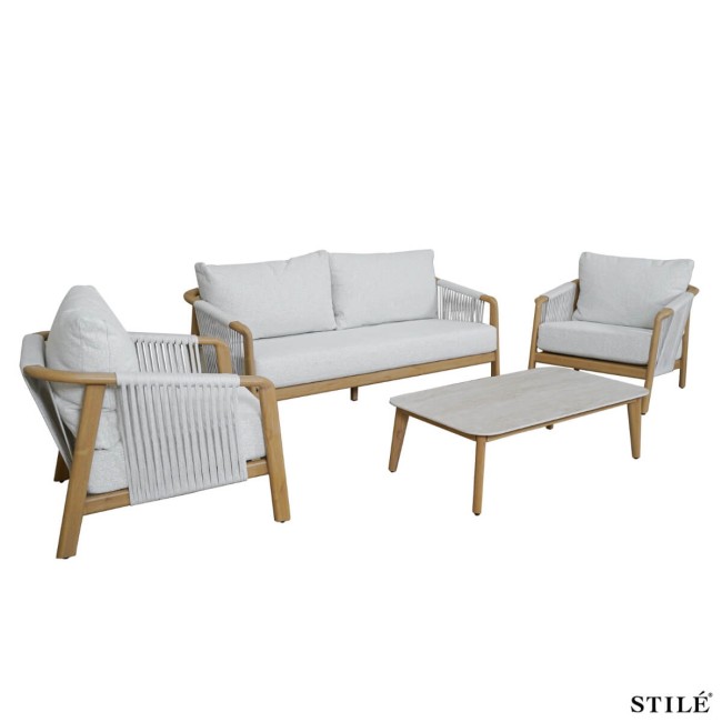 Set Divano da Giardino in Alluminio Effetto Legno - Bilbao