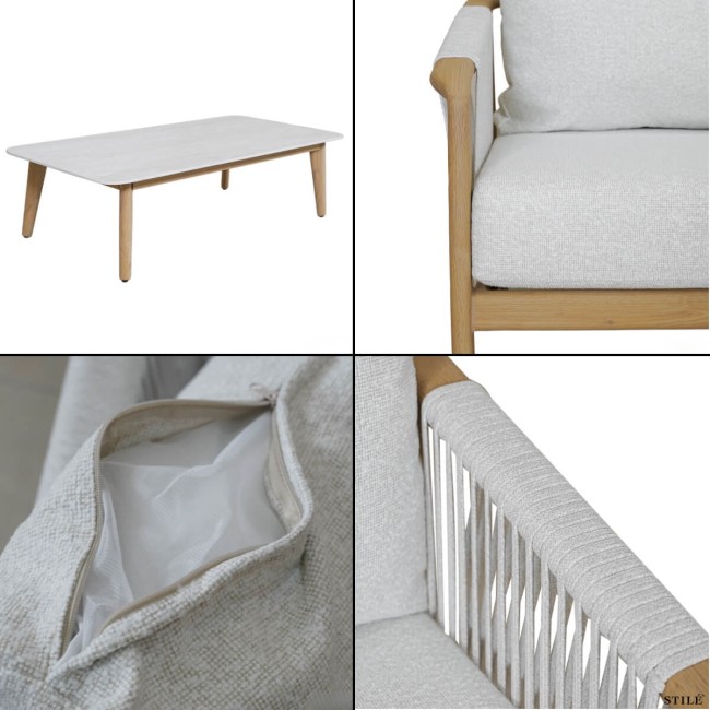 Set Divano da Giardino in Alluminio Effetto Legno - Girona