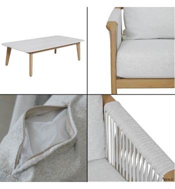 Set Divano da Giardino in Alluminio Effetto Legno - Girona