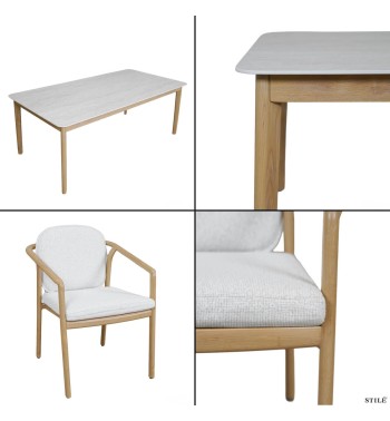 Set Tavolo Rettangolare da Giardino in Alluminio Effetto Legno - Malaga