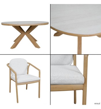 Set Tavolo Rotondo da Giardino in Alluminio Effetto Legno - Malaga