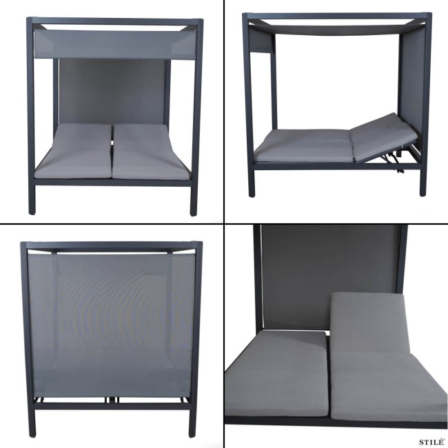 Lettino Baldacchino da Giardino in Alluminio 2 Colori - Formentera