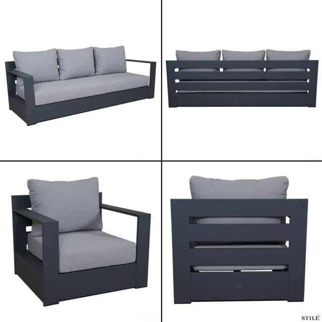 Set Divano da Giardino in Alluminio 2 Colori - Edinburgh