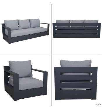 Set Divano da Giardino in Alluminio 2 Colori - Edinburgh