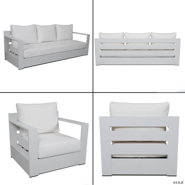 Set Divano da Giardino in Alluminio 2 Colori - Edinburgh