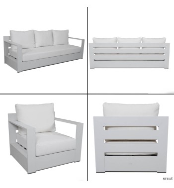 Set Divano da Giardino in Alluminio 2 Colori - Edinburgh