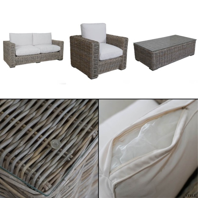 Set Divano da Giardino in Rattan Kabù e Legno - Tripoli