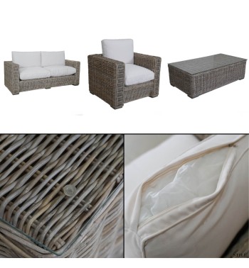 Set Divano da Giardino in Rattan Kabù e Legno - Tripoli