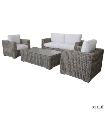 Set Divano da Giardino in Rattan Kabù e Legno - Tripoli