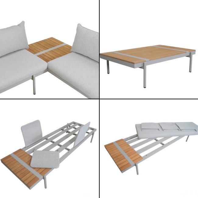 Divano da Giardino Angolare in Alluminio e Teak - Dublin