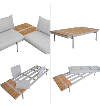 Divano da Giardino Angolare in Alluminio e Teak - Dublin