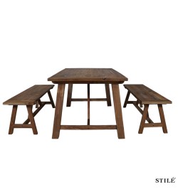 Set Tavolo da Giardino in Teak Naturale con Panchine - Cipro 2