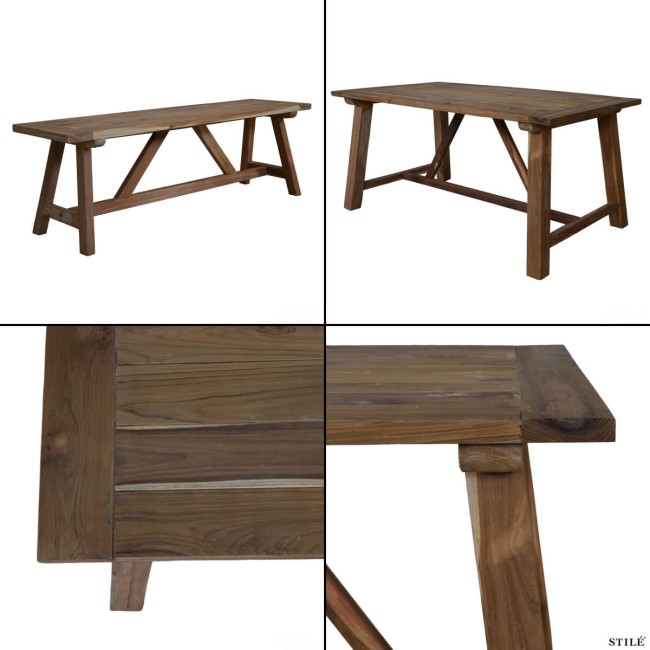 Set Tavolo da Giardino in Teak Naturale con Panchine - Cipro