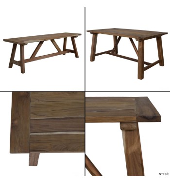 Set Tavolo da Giardino in Teak Naturale con Panchine - Cipro