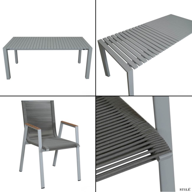 Set Tavolo Allungabile da Giardino in Alluminio - Belfast