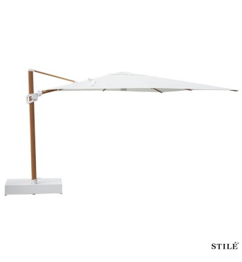 Ombrellone Decentrato in Alluminio Effetto Legno 350X350 cm - Soleil Wood