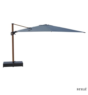 Ombrellone Decentrato in Alluminio Effetto Legno 350X350 cm - Soleil Wood