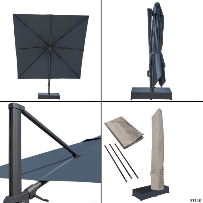 Ombrellone Decentrato da Giardino in Alluminio 350X350 cm - Soleil