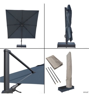 Ombrellone Decentrato da Giardino in Alluminio 350X350 cm - Soleil