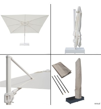 Ombrellone Decentrato da Giardino in Alluminio 350X350 cm - Soleil