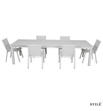 Set Tavolo Allungabile e Sedie da Giardino in Alluminio - Glasgow