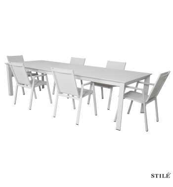 Set Tavolo Allungabile e Sedie da Giardino in Alluminio - Glasgow