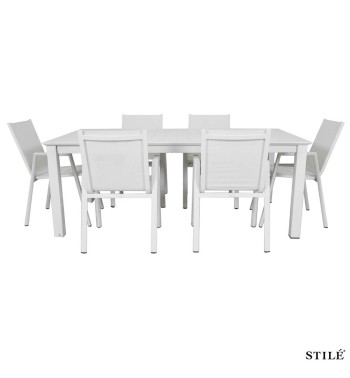 Set Tavolo Allungabile e Sedie da Giardino in Alluminio - Glasgow