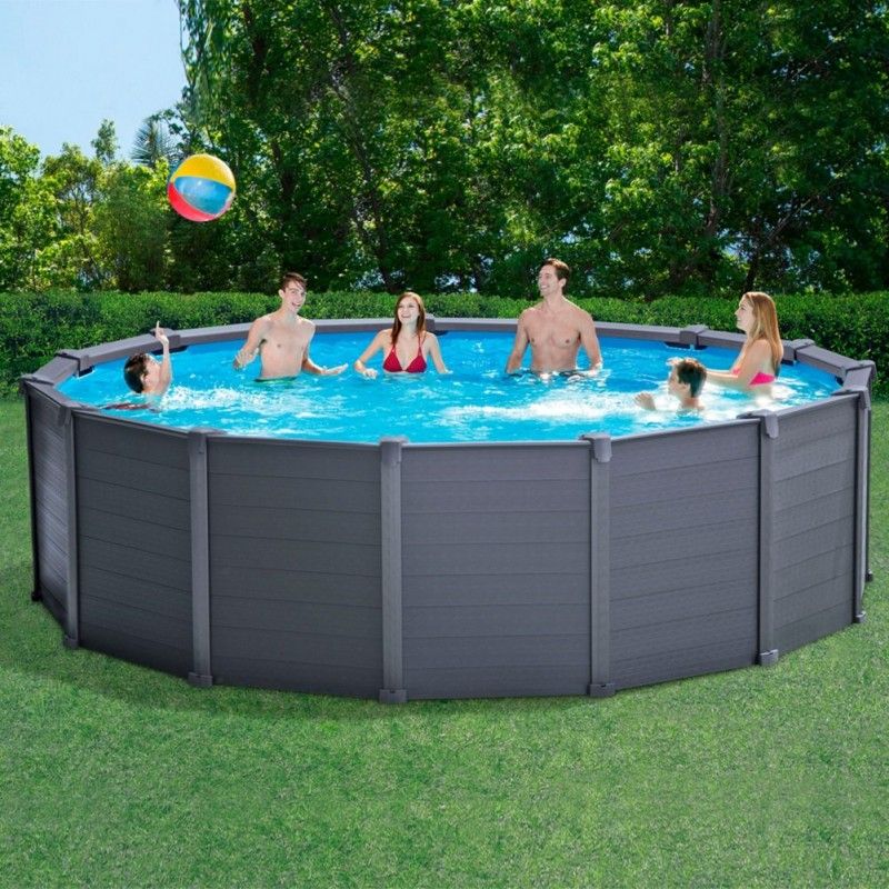 Piscina Graphite D.478xH.124 cm con Filtro a Sabbia - Intex 26384