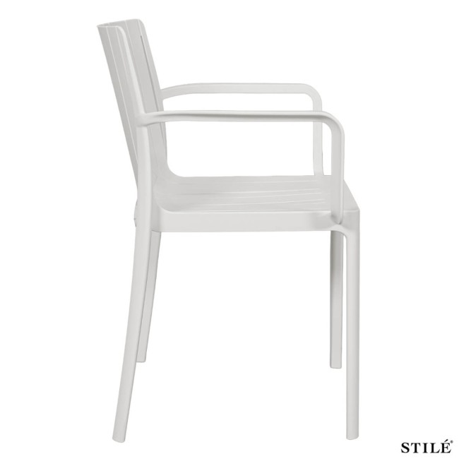 Sedia da Esterno in Polipropilene Bianca con Braccioli - Genova