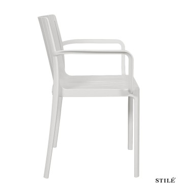 Sedia da Esterno in Polipropilene Bianca con Braccioli - Genova