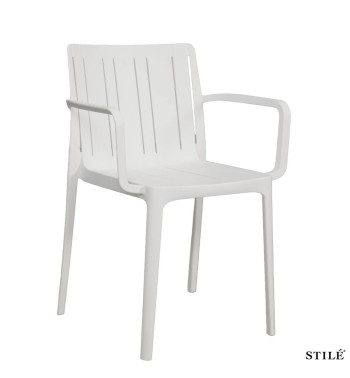 Sedia da Esterno in Polipropilene Bianca con Braccioli - Genova