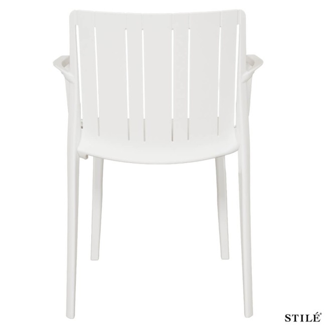 Sedia da Esterno in Polipropilene Bianca con Braccioli - Genova