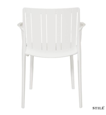 Sedia da Esterno in Polipropilene Bianca con Braccioli - Genova
