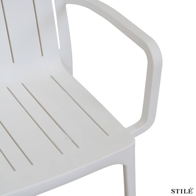 Sedia da Esterno in Polipropilene Bianca con Braccioli - Genova