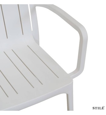 Sedia da Esterno in Polipropilene Bianca con Braccioli - Genova