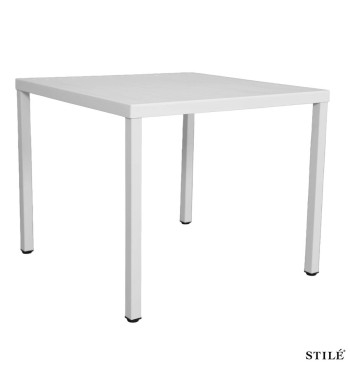 Tavolo da Giardino 90x90 cm in Plastica e Alluminio Bianco - Olbia