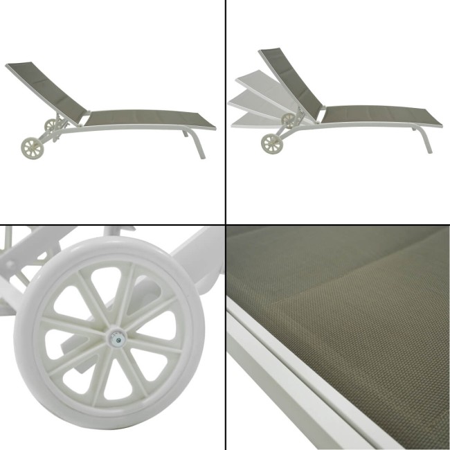 Lettino Prendisole da Giardino, Imbottito e in Alluminio Tortora |  Milk