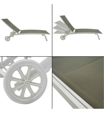 Lettino Prendisole da Giardino, Imbottito e in Alluminio Tortora |  Milk