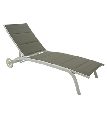 Lettino Prendisole da Giardino, Imbottito e in Alluminio Tortora |  Milk