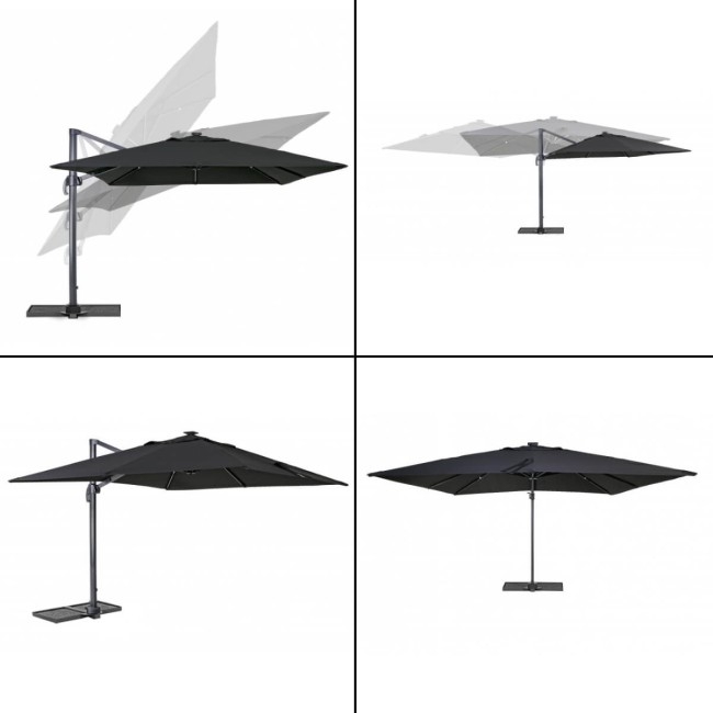 Ombrellone Decentrato da Giardino in Alluminio 3x3 mt Nero | Alba