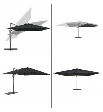 Ombrellone Decentrato da Giardino in Alluminio 3x3 mt Nero | Alba