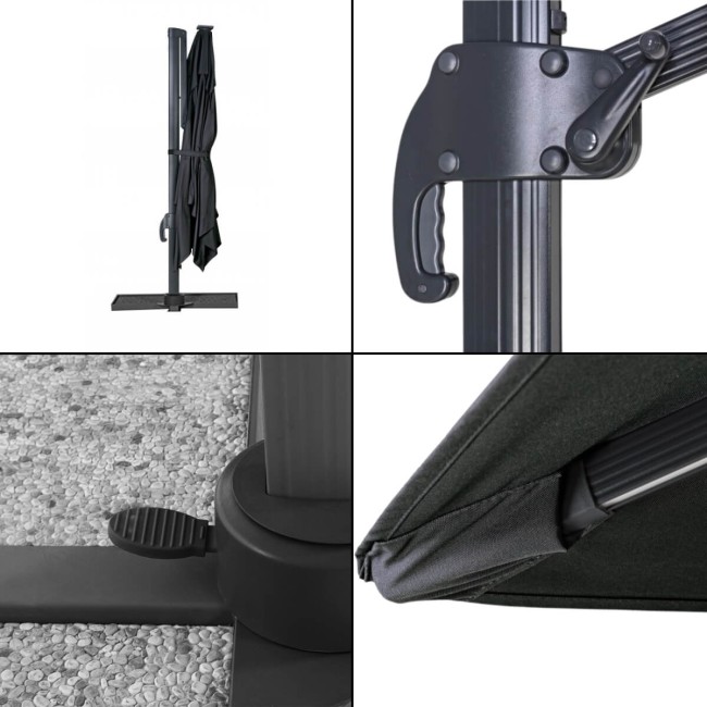 Ombrellone Decentrato da Giardino in Alluminio 3x3 mt Nero | Alba