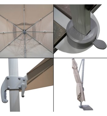 Ombrellone Decentrato da Giardino in Alluminio 3x3 mt Grigio | Alba