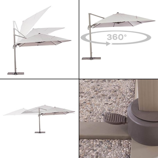 Ombrellone Decentrato da Giardino in Alluminio 3x3 mt Tortora | Alba