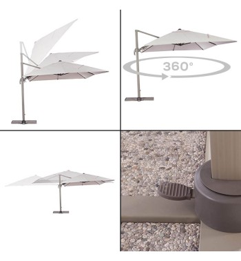 Ombrellone Decentrato da Giardino in Alluminio 3x3 mt Tortora | Alba