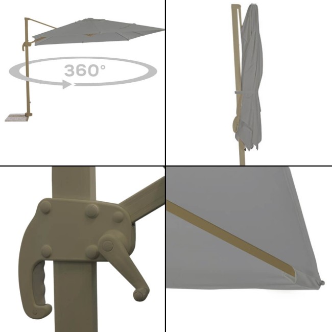 Ombrellone Decentrato da Giardino in Alluminio 3x3 mt Grigio-Tortora | Alba